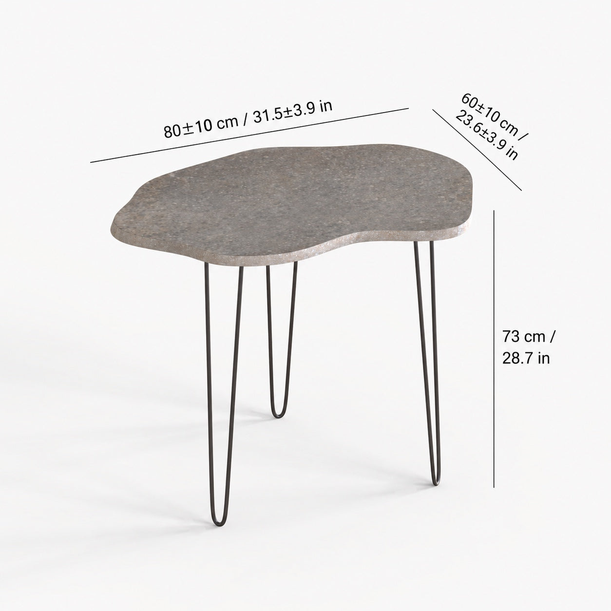 OIXDESIGN RiverStone natural river stone dining table size and dimensions in cm and inches