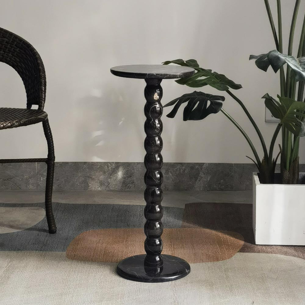 RoundBall Black Marble Cocktail Table Chair Side
