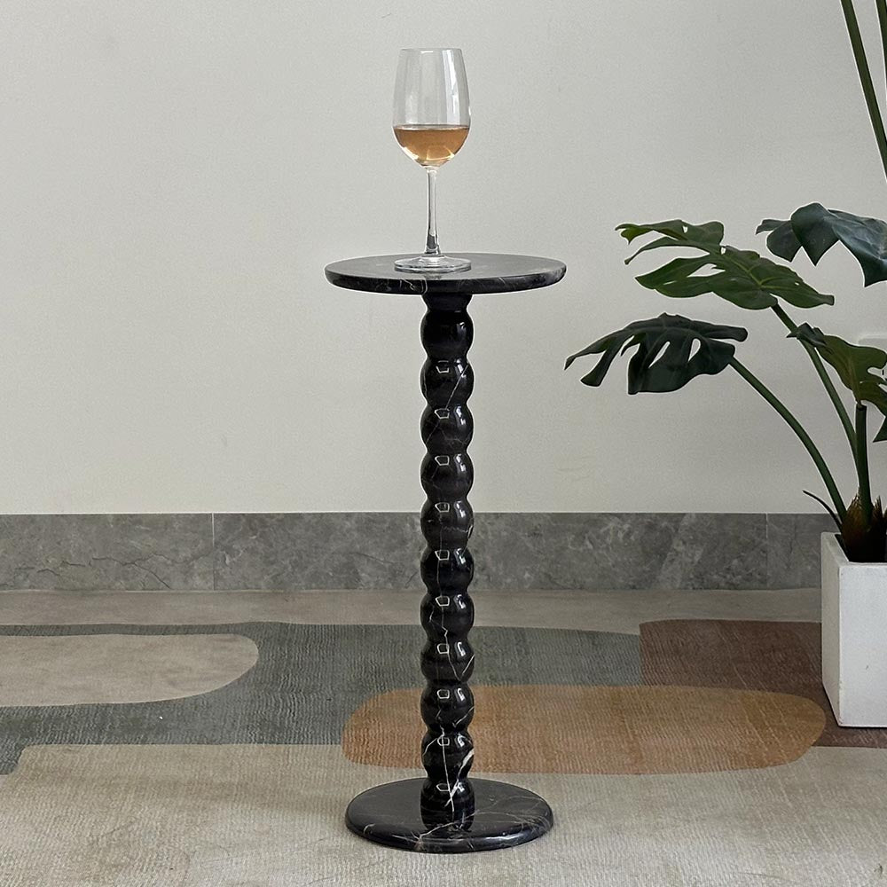 RoundBall Black Marble Cocktail Table for Wine Room