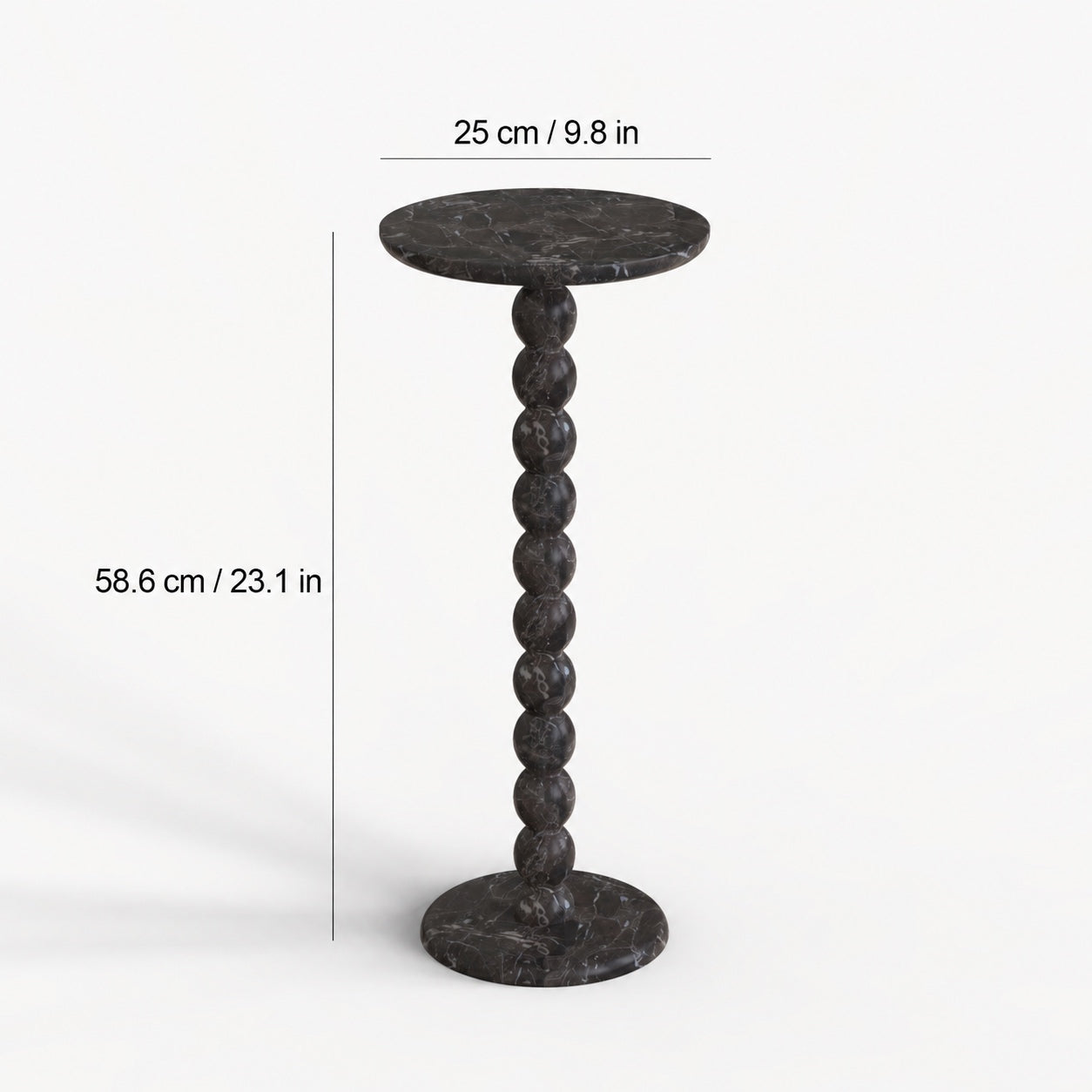 OIXDESIGN RoundBall black marble cocktail table standard and custom size dimensions in cm and inches