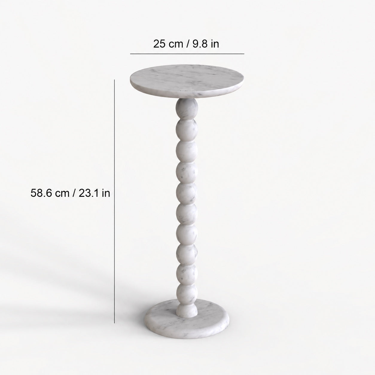 OIXDESIGN RoundBall Carrara white cocktail table standard and custom size dimensions in cm and inches