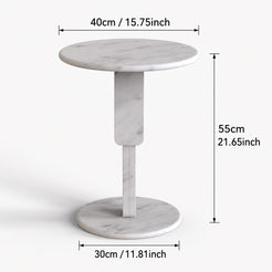 OIXDESIGN RoundGeo Carrara white marble side table size and dimensions in cm and inches