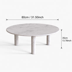 OIXDESIGN RoundHaven Carrara white marble coffee table size and dimensions in cm and inches