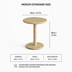OIXDESIGN RoundHaven travertine side table standard and custom size dimensions in cm and inches