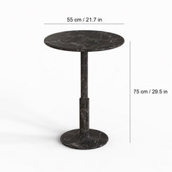 OIXDESIGN RoundTwin black marble dining table size and dimensions in cm and inches