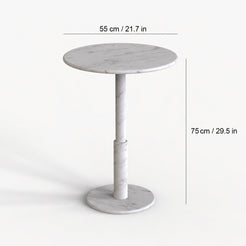 OIXDESIGN RoundTwin Carrara white marble dining table size and dimensions in cm and inches