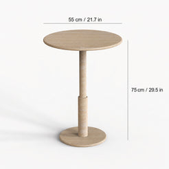 OIXDESIGN RoundTwin travertine dining table size and dimensions in cm and inches