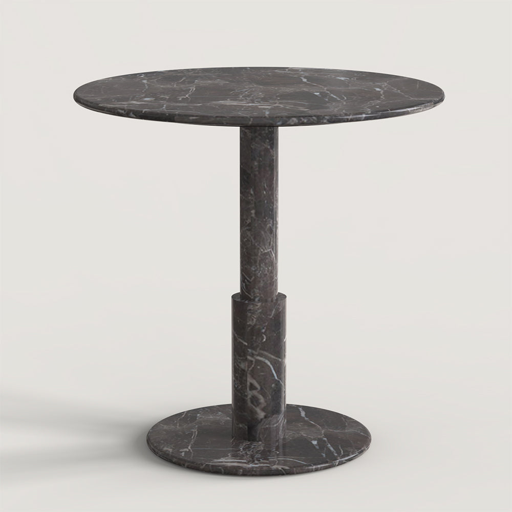 OIXDESIGN, RoundTwin Elite Black Emperador Marble Dining Table, Main Image