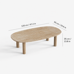 SquareCurve Rectangular Travertine Coffee Table Dimensions