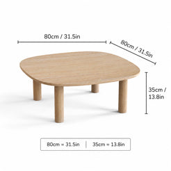 OIXDESIGN SquareSoft travertine coffee table size and dimensions in cm and inches