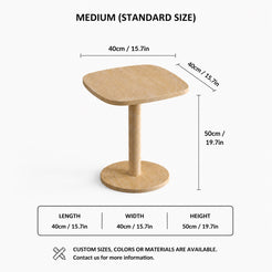 OIXDESIGN SquareSoft travertine side table standard and custom size dimensions in cm and inches