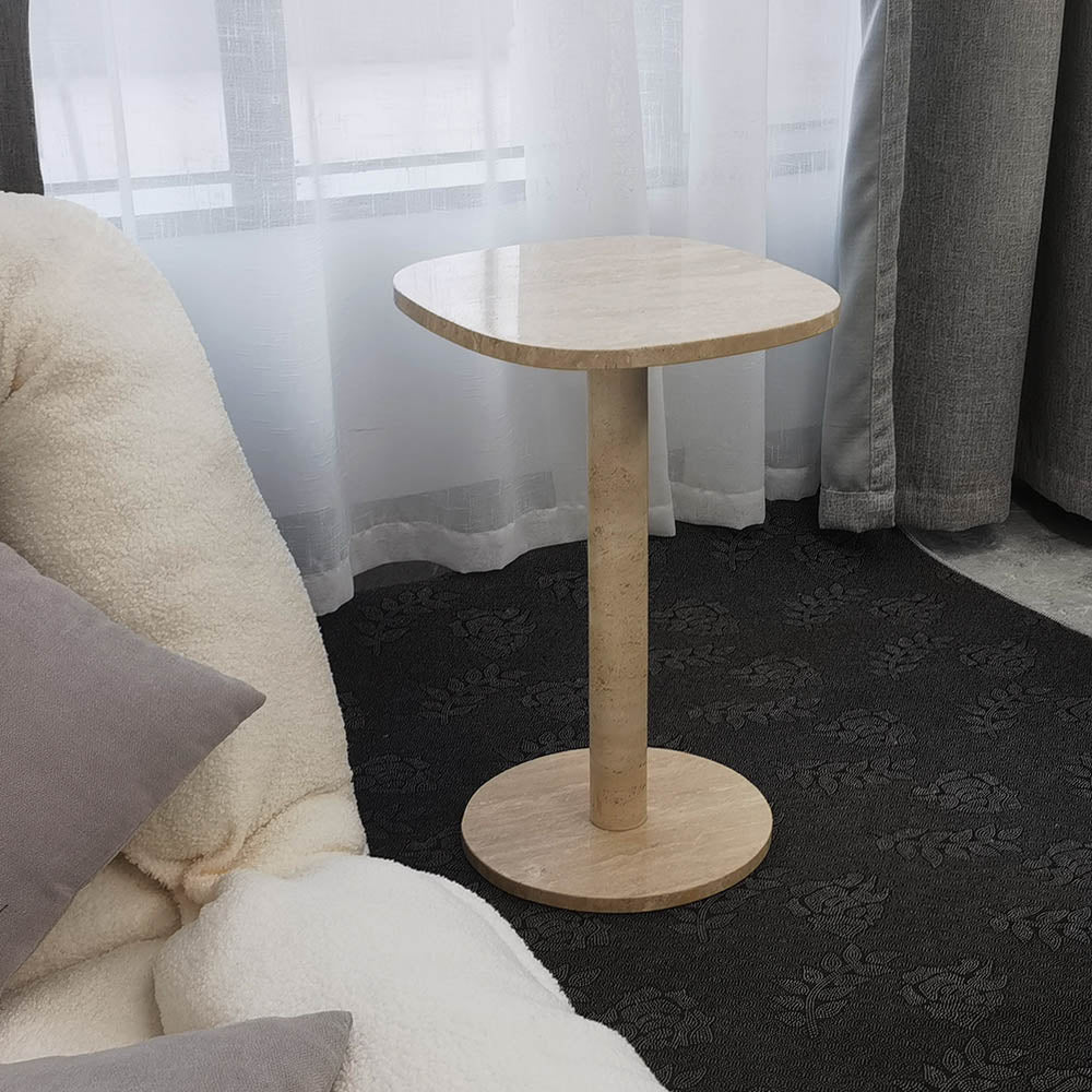 SquareSoft Brown Marble Sofa side Table 