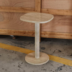 SquareSoft Brown real Marble side Table 