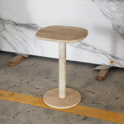 SquareSoft Brown travertine side Table real