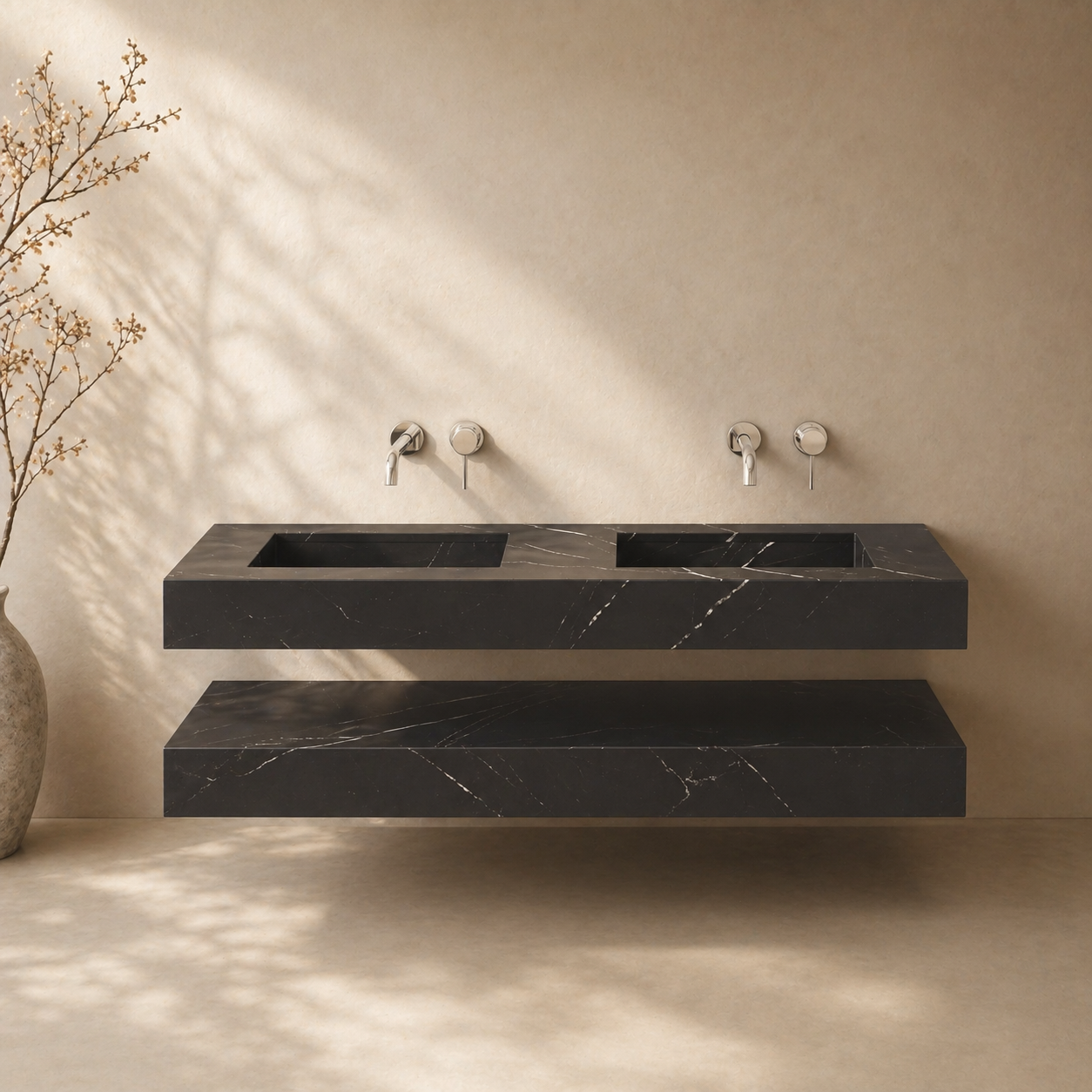 OIXDESIGN natural stone bath design in a modern minimalist bathroom
