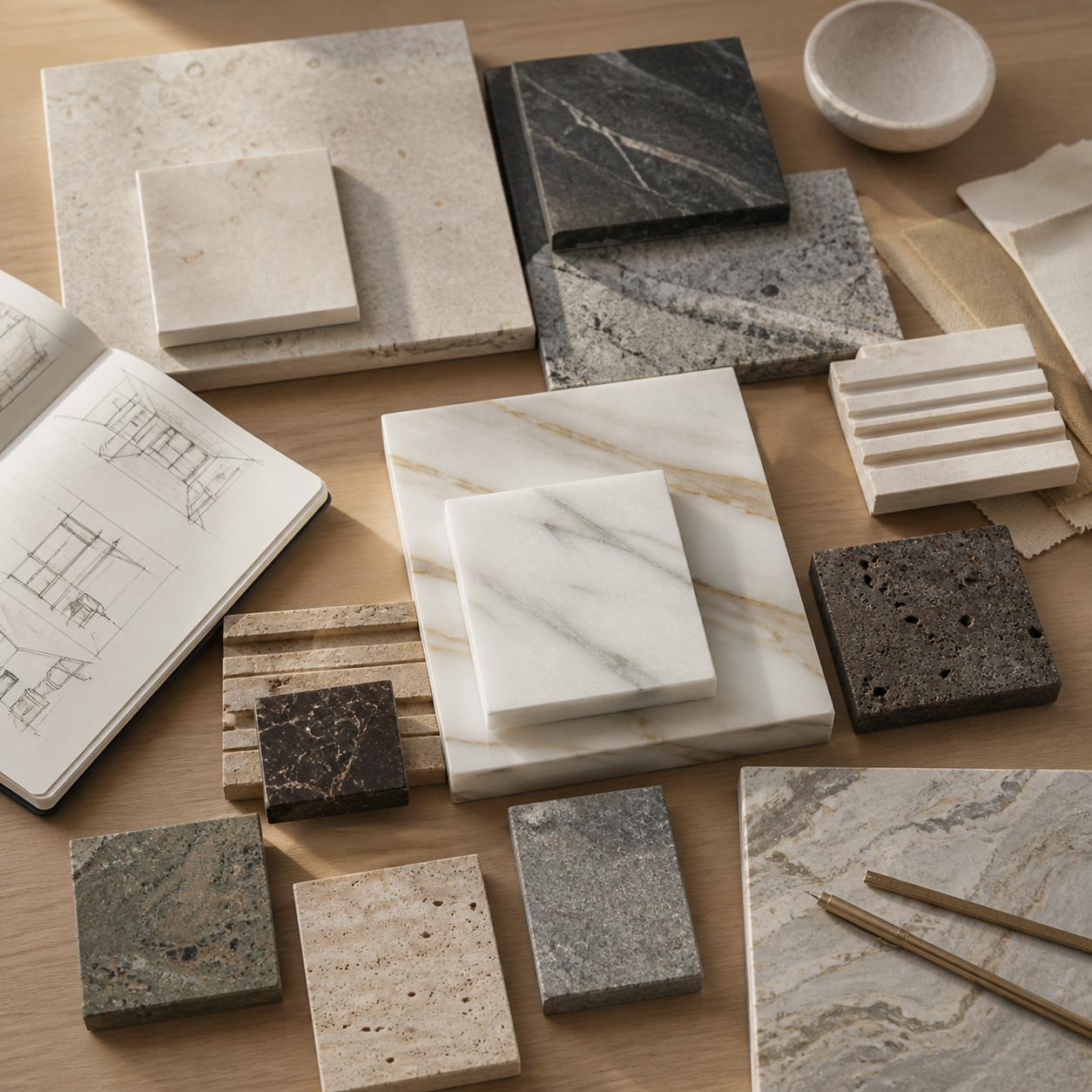 Hand-finished natural stone detail showing craftsmanship and real stone texture