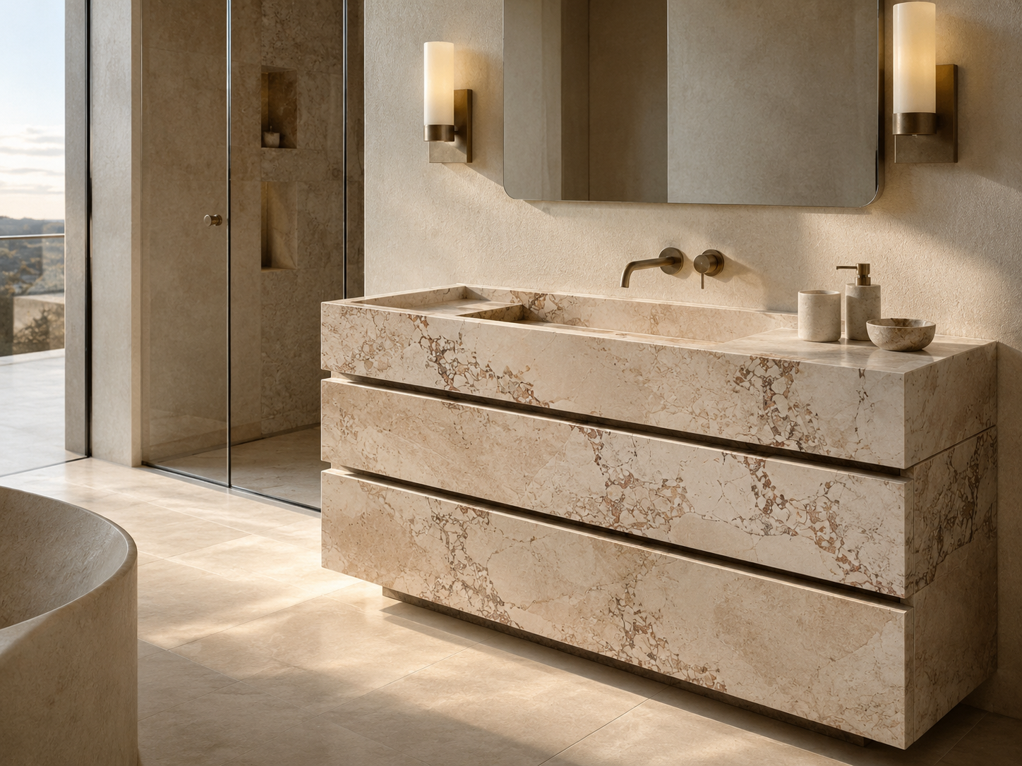 Custom stone vanity for luxury homes hotels and bath projects by OIXDESIGN