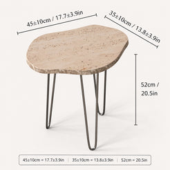OIXDESIGN StoneMist oval travertine side table size and dimensions in cm and inches