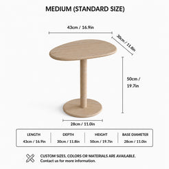 OIXDESIGN SwanEgg travertine side table standard and custom size dimensions in cm and inches