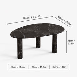 OIXDESIGN SwanEgg black marble coffee table size and dimensions in cm and inches