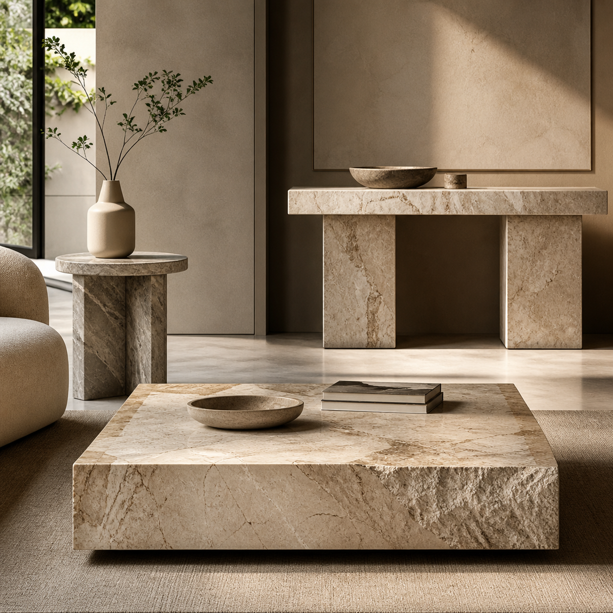 OIXDESIGN sculptural natural stone tables and furniture for designer-led interiors
