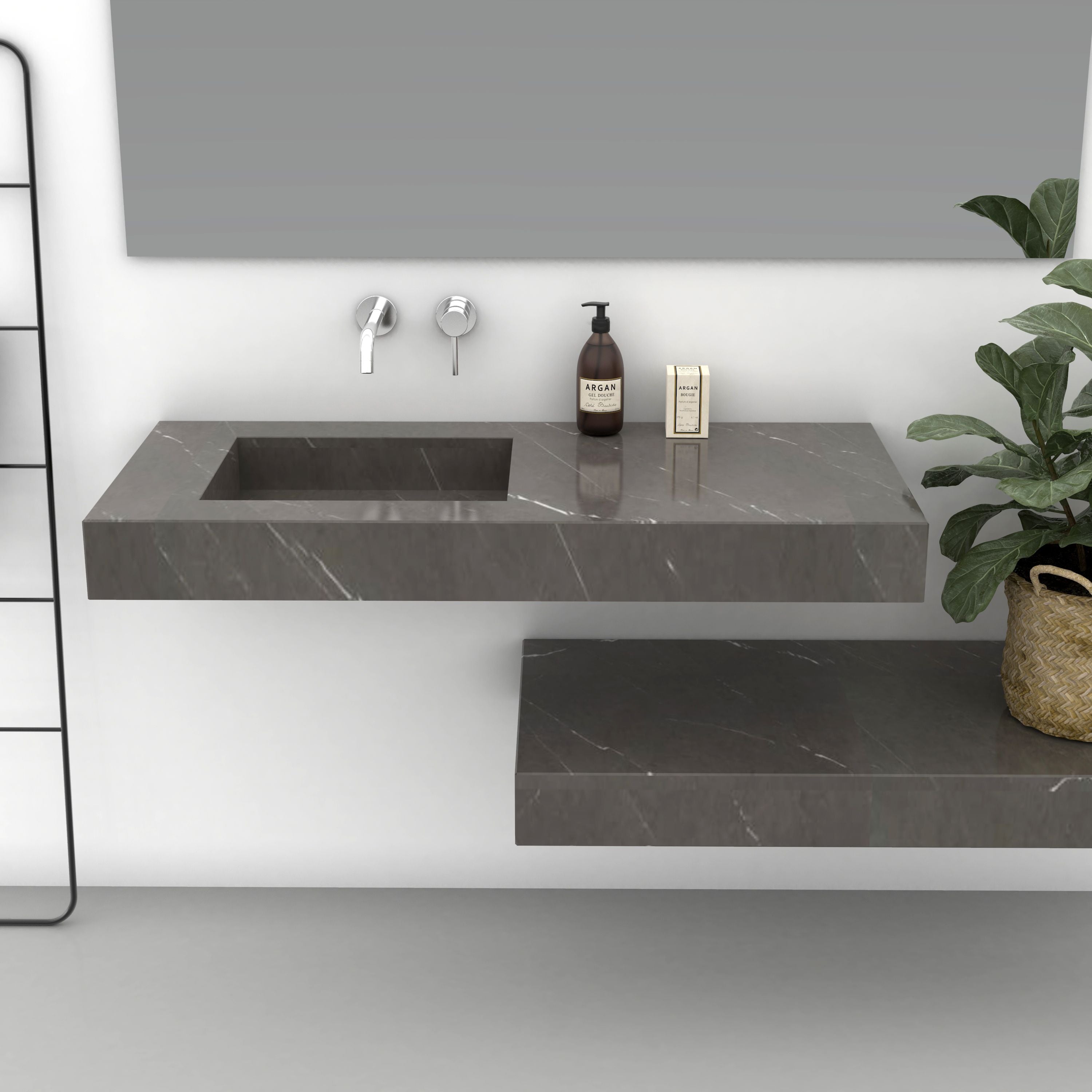 Tacita Integrated Perlato Marble Trough Sink