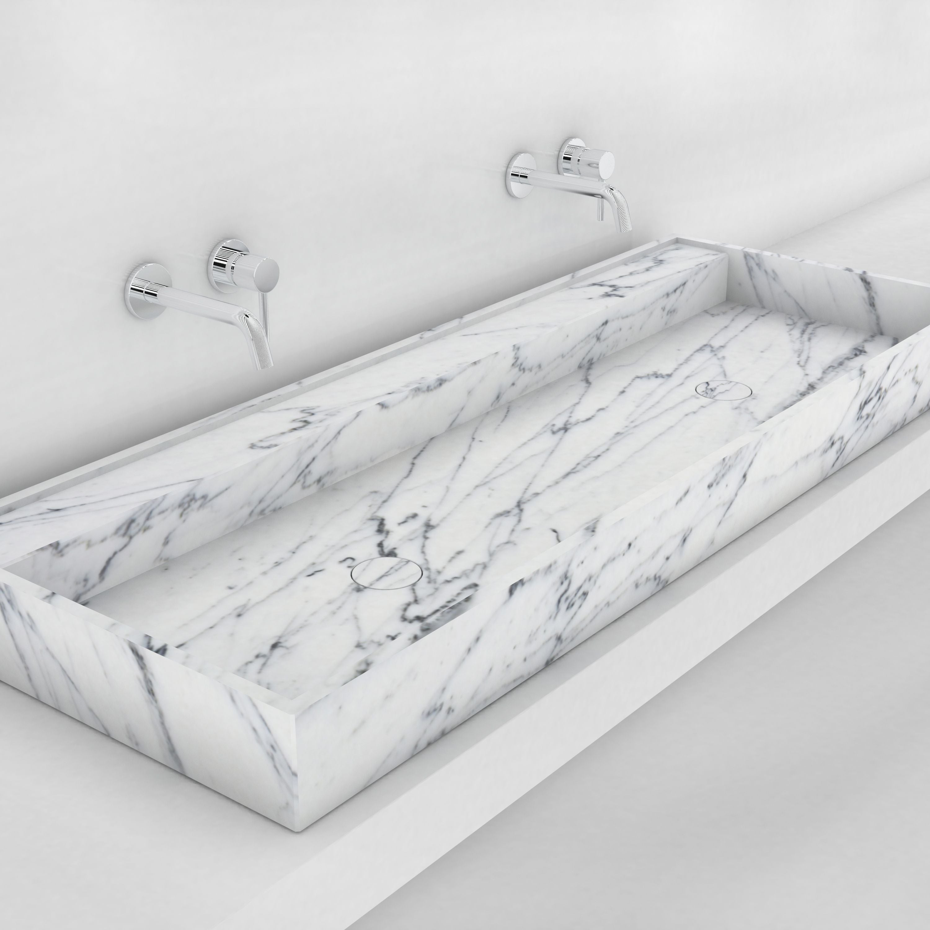 Tahira Integrated Carrara Marble Trough Sink