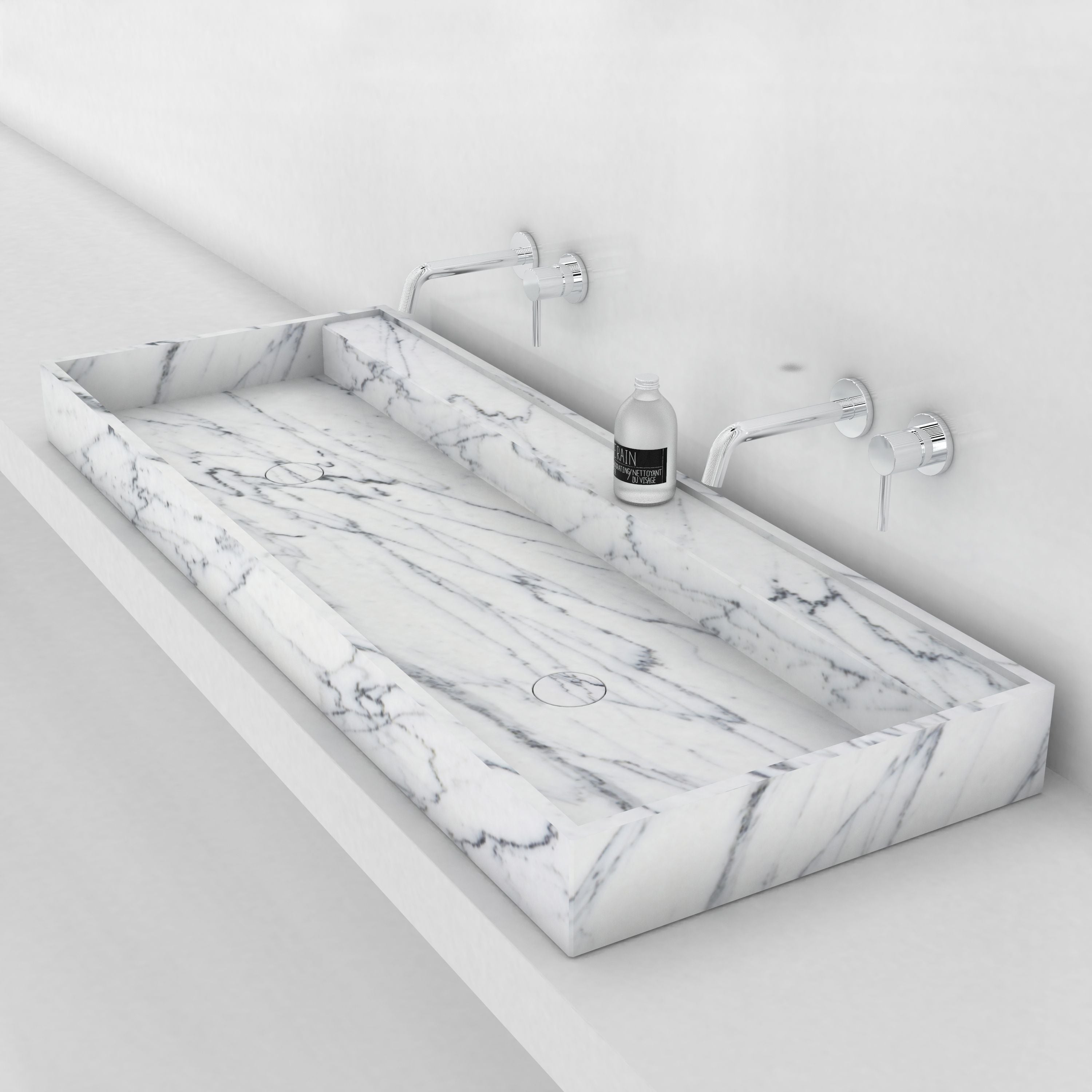 Tahira Integrated Carrara Marble Trough Sink