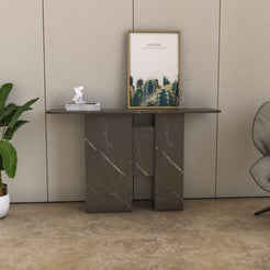 Thalia carved Bulgarian Gray marble console table by OIXDESIGN in a refined interior setting