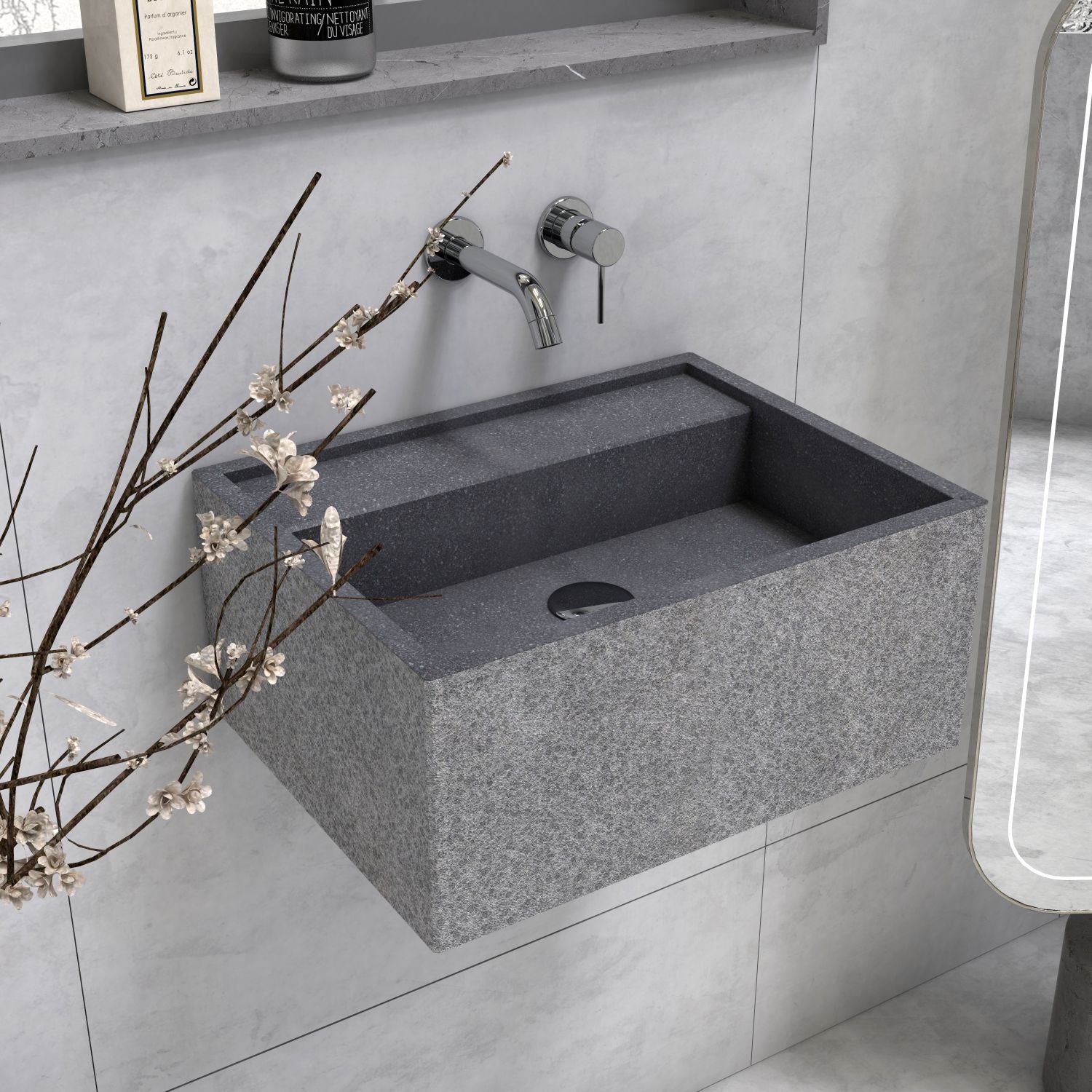 Tibna Wall-Mounted Neroco Stone Sink