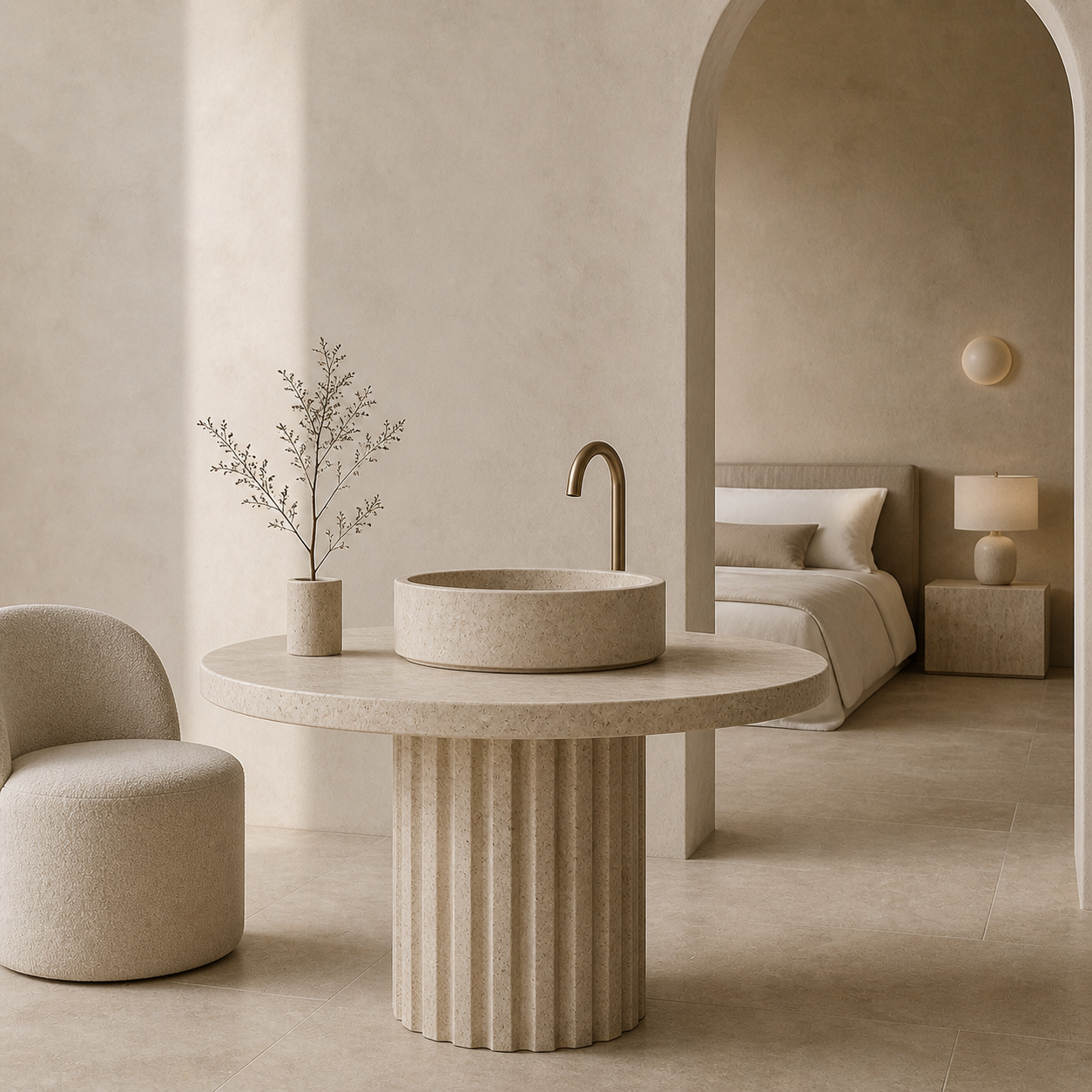 OIXDESIGN natural stone interior scene suitable for residential and hospitality projects