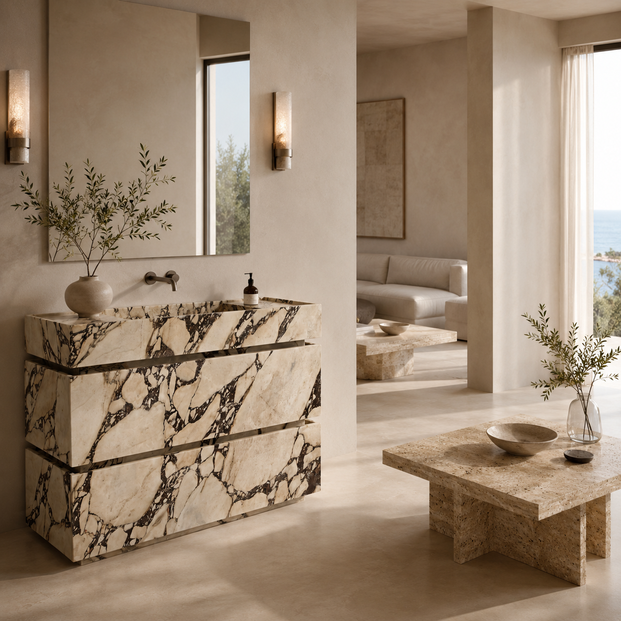 Natural stone bath and design solutions for trade and project orders by OIXDESIGN