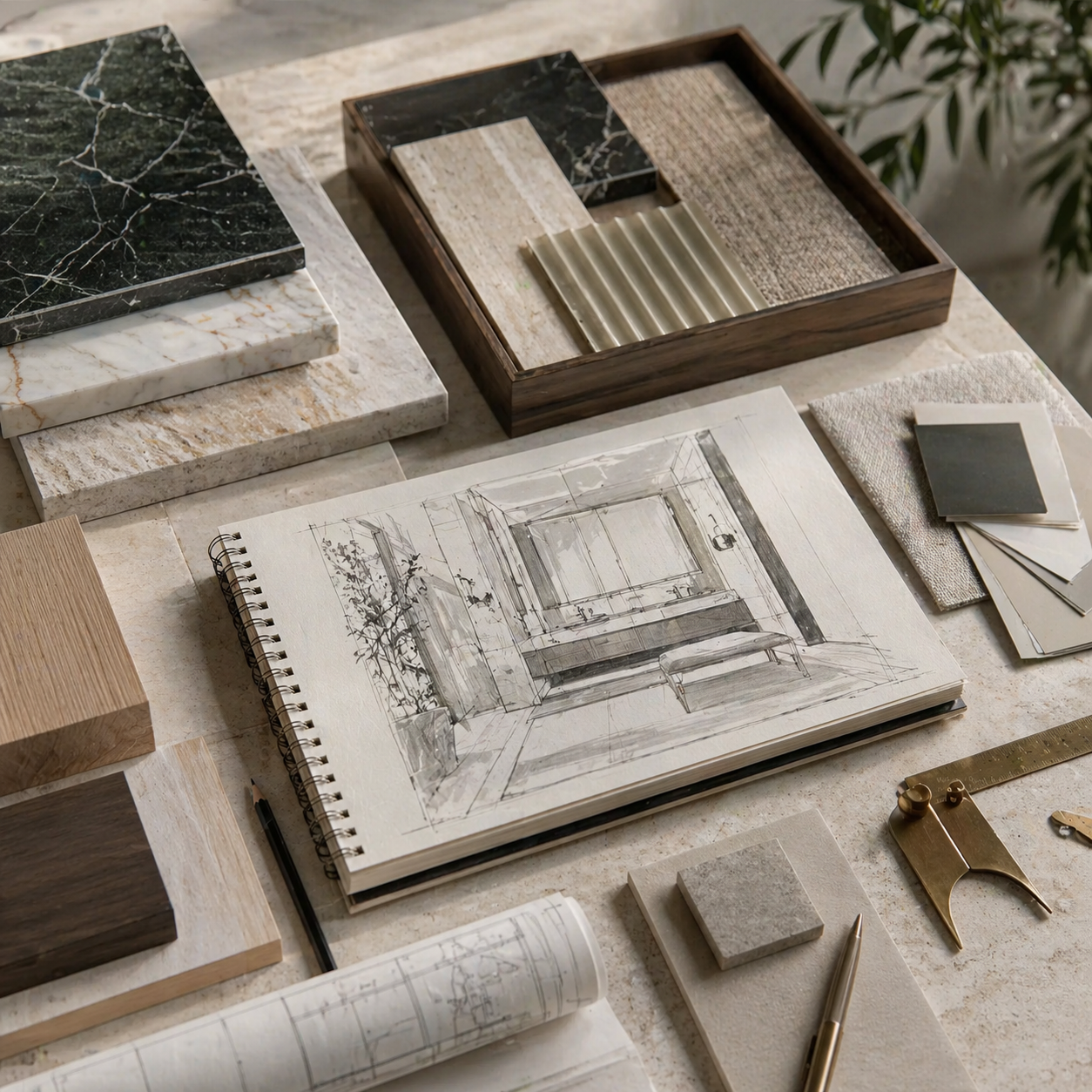 OIXDESIGN trade and project order planning for custom natural stone furniture and bath pieces
