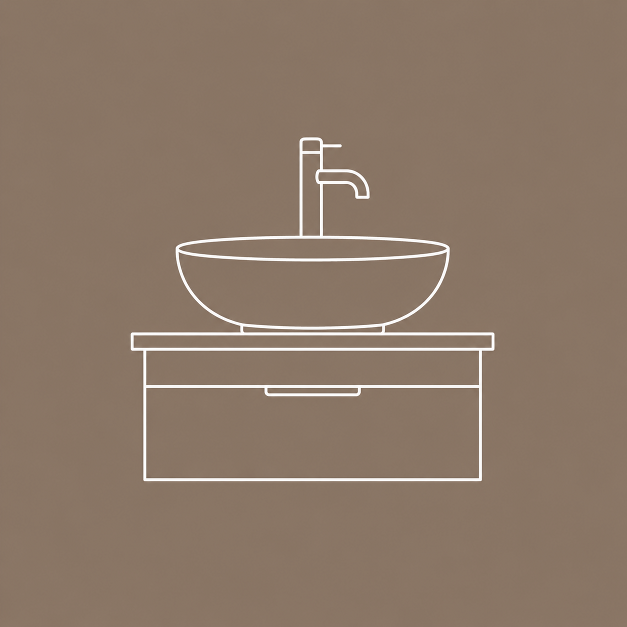 Vanity-ready vessel sink icon for refined bathroom spaces