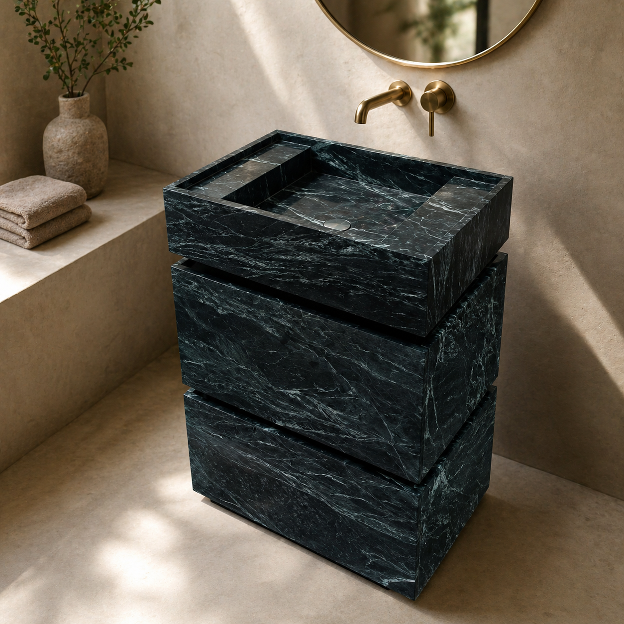Verde Amazon Green Marble Vanity with Drawers