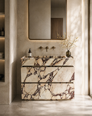 Viola Grand Calacatta Viola Marble Vanity with Drawers