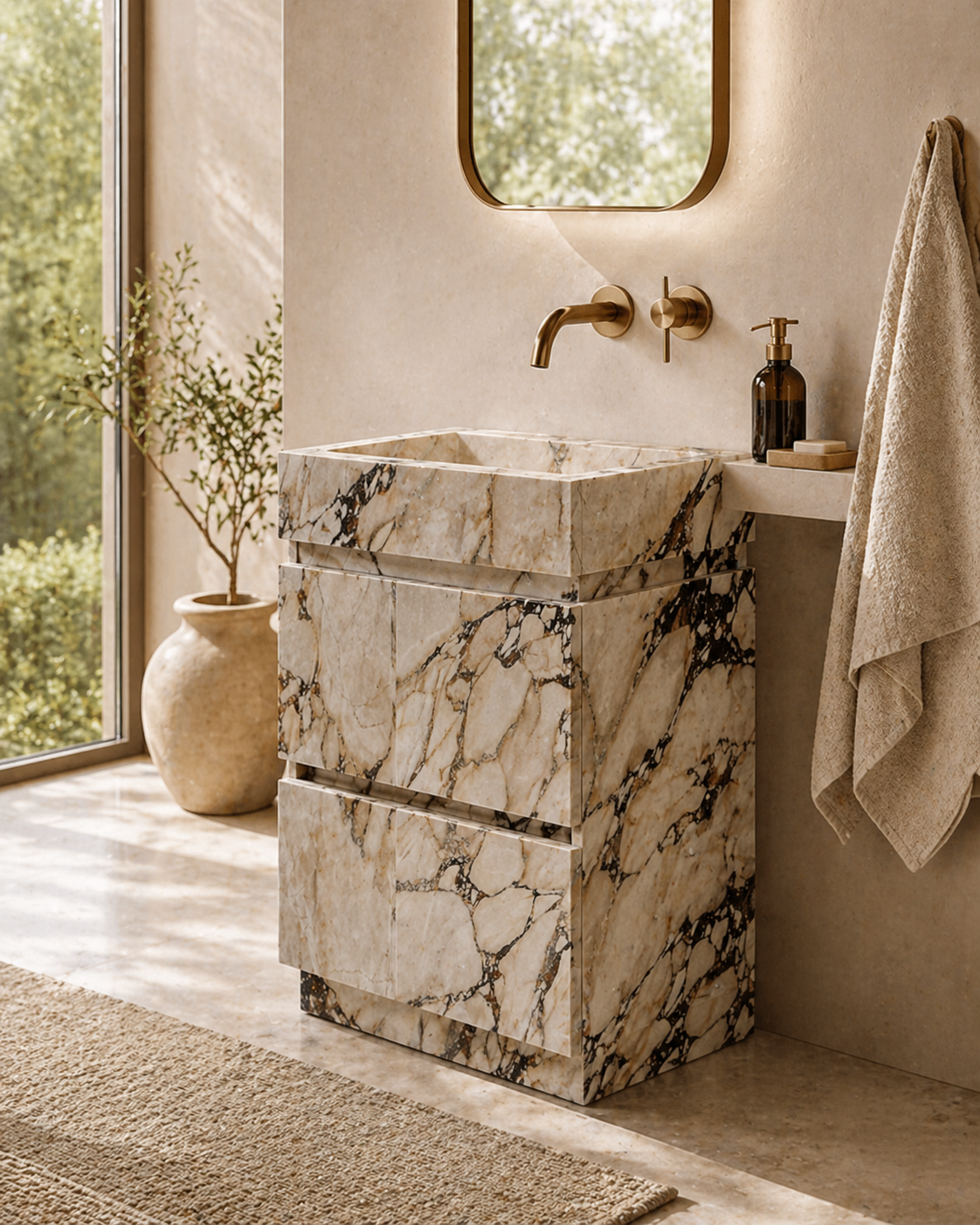 Viola Petite Calacatta Viola Marble Vanity with Drawers