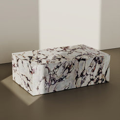 ViolaPlinth Rectangular Marble Plinth Coffee Table - Italian Calacatta Viola