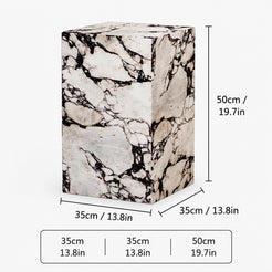 OIXDESIGN ViolaPlinth Rectangular Calacatta Viola Marble Side Table size and dimensions in cm and inches