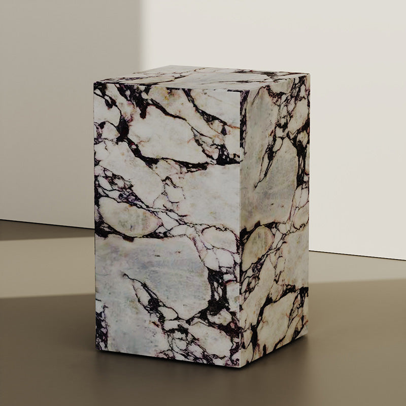 ViolaPlinth Rectangular Marble Plinth Side Table - Italian Calacatta Viola