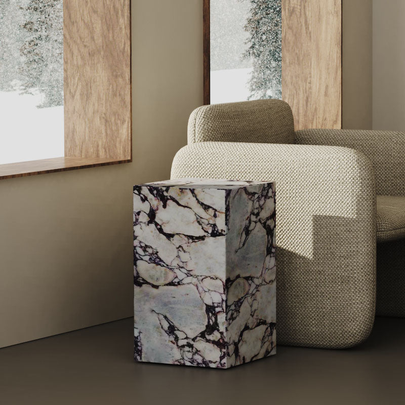 額装品 Marble-Top Table 版画 ViolaPlinth Calacatta Viola Marble Side Table Plinth Design