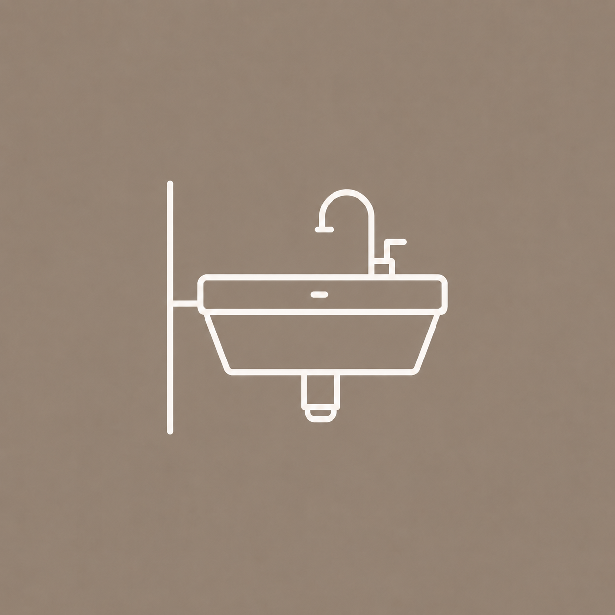 Minimalist icon-style illustration of an OIXDESIGN wall-mounted stone sink design