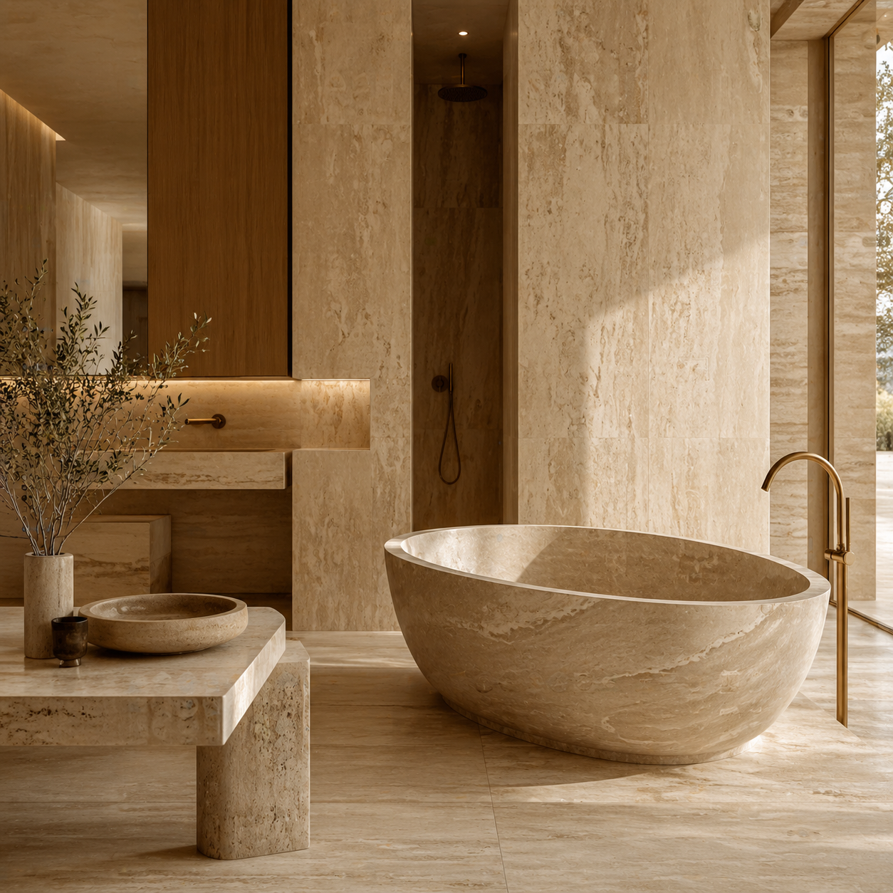 OIXDESIGN luxury natural stone bathroom designed for refined homes and professional interior projects