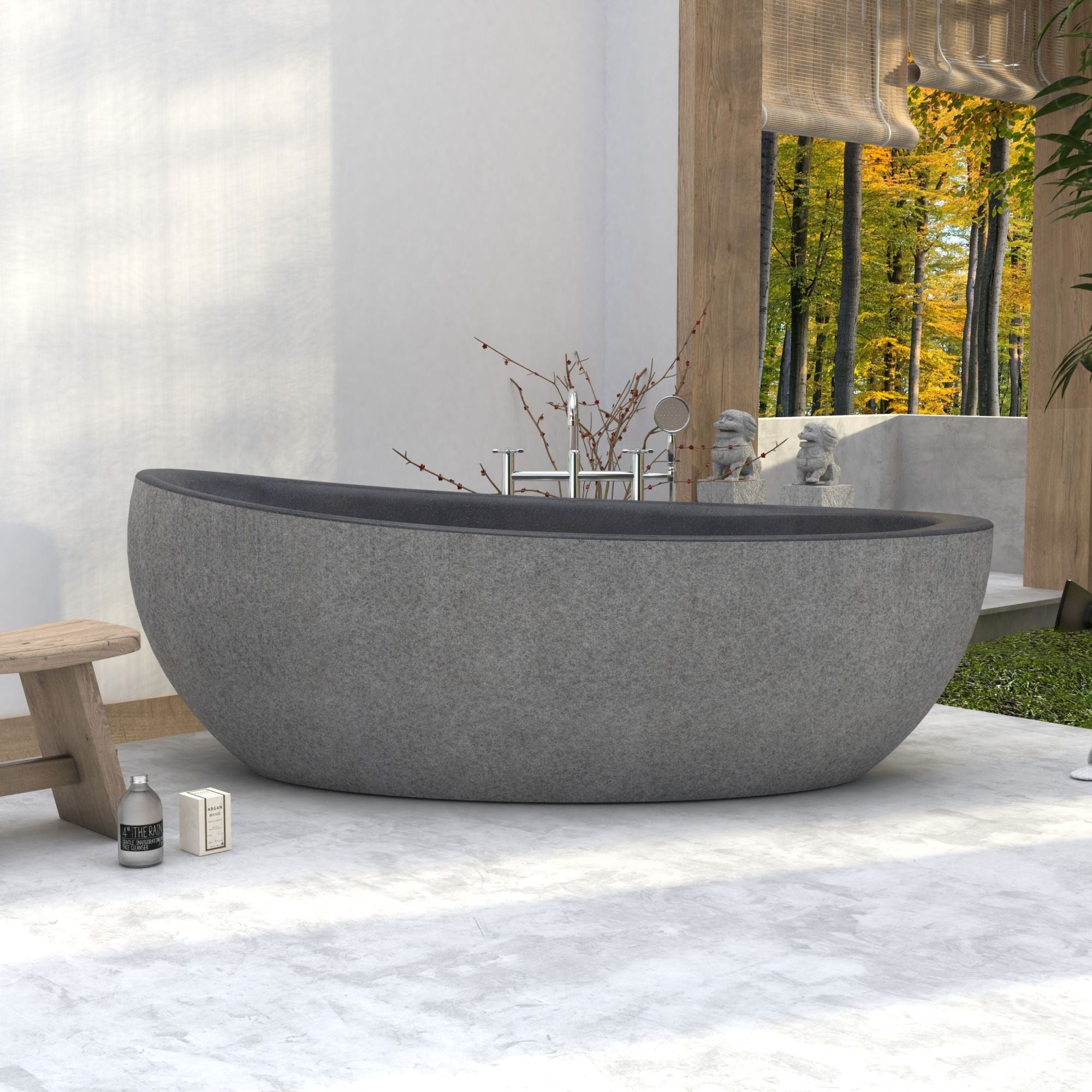 Yuka Freestanding Granite Soaking Bathtub – Neroco Stone