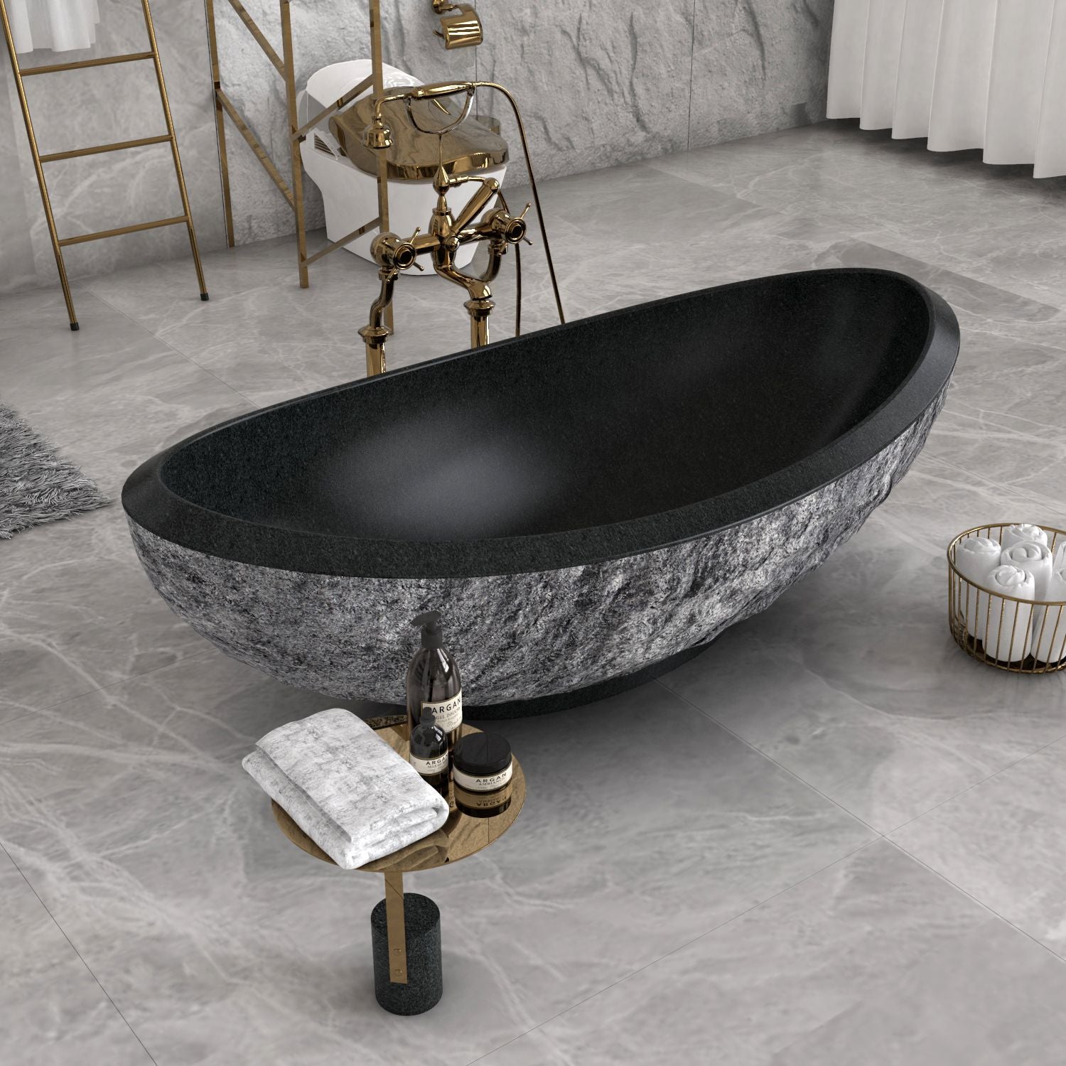 Yura Freestanding Granite Soaking Bathtub – Neroco Stone