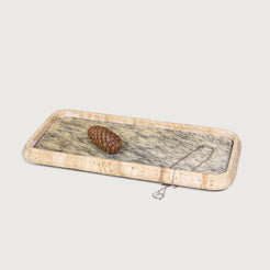 ZenFur Decorative Beige Travertine Tray with Horse Fur