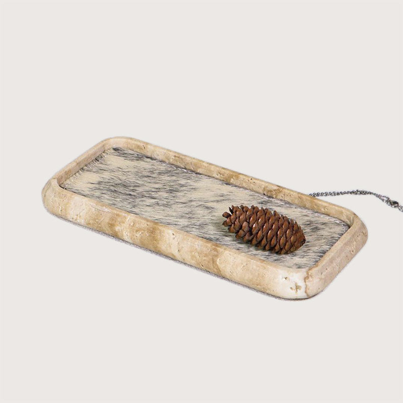 ZenFur Travertine Tray with Horse Fur