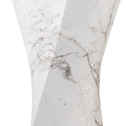 Pahara Carrara White Marble Pedestal Sink — original close view of the shaped waist and grey marble veins