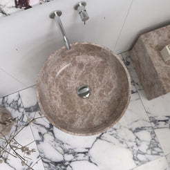 Patali Dorata Marble Pedestal Sink — upper wash surface and original stone detail
