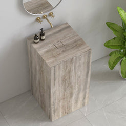Patava Roman Silver Travertine Pedestal Sink — upper wash surface and original stone detail